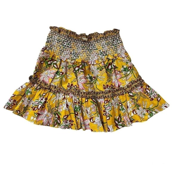 Jennifer & Grace Mini Skirt Size Large Floral Embroidery Ruffles Boho Co… - Picture 1 of 8